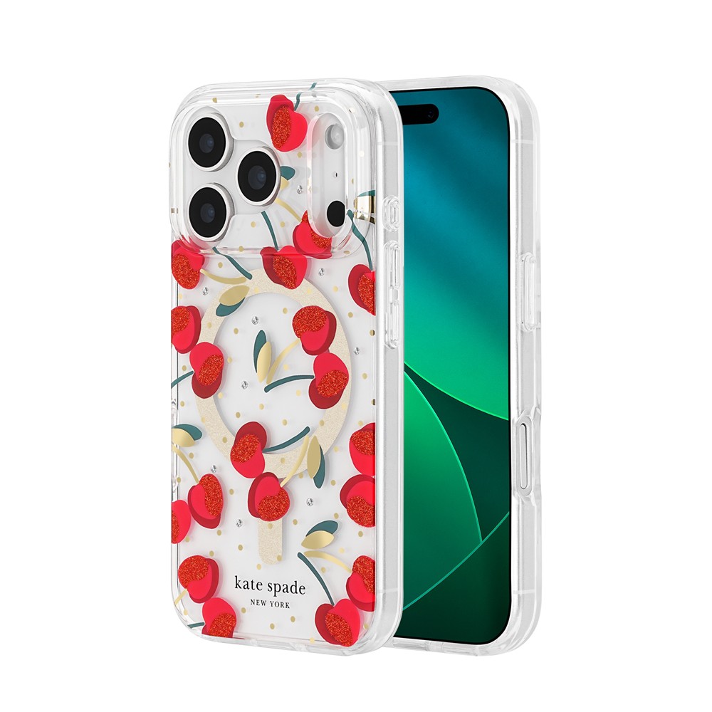 【予約商品】kate spade iPhone 17 Pro ケース Protectiv - Cherry Dot w/ MagSafe