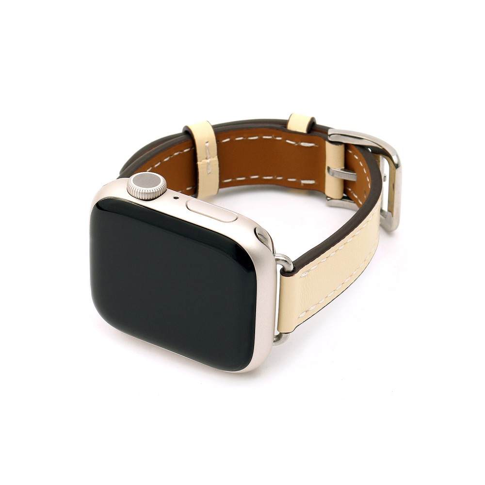 WEARPLANET Slim LINE クラシック本革バンド for Apple Watch 41/40/38mm レースホワイト WP23147AW