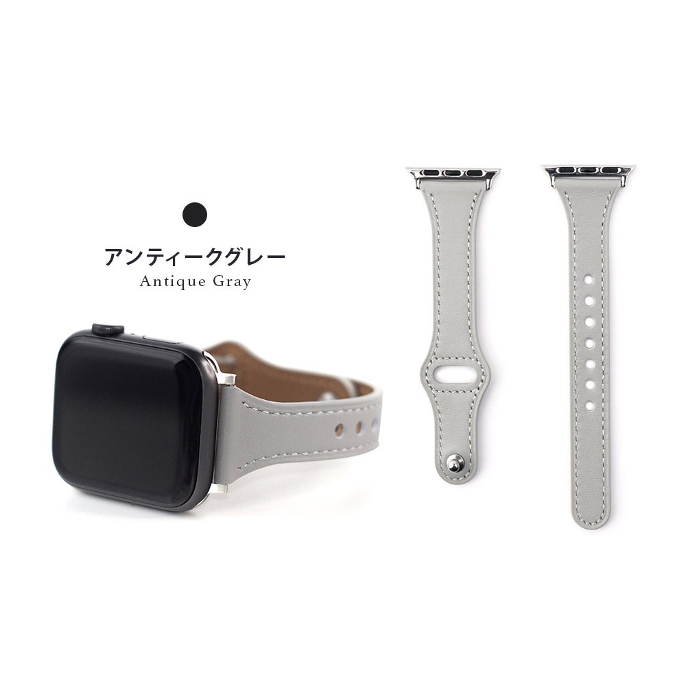 WEARPLANET ウェアプラネット  Slim Line フラット本革バンドApple Watch 41/40/38mm アンティークグレー