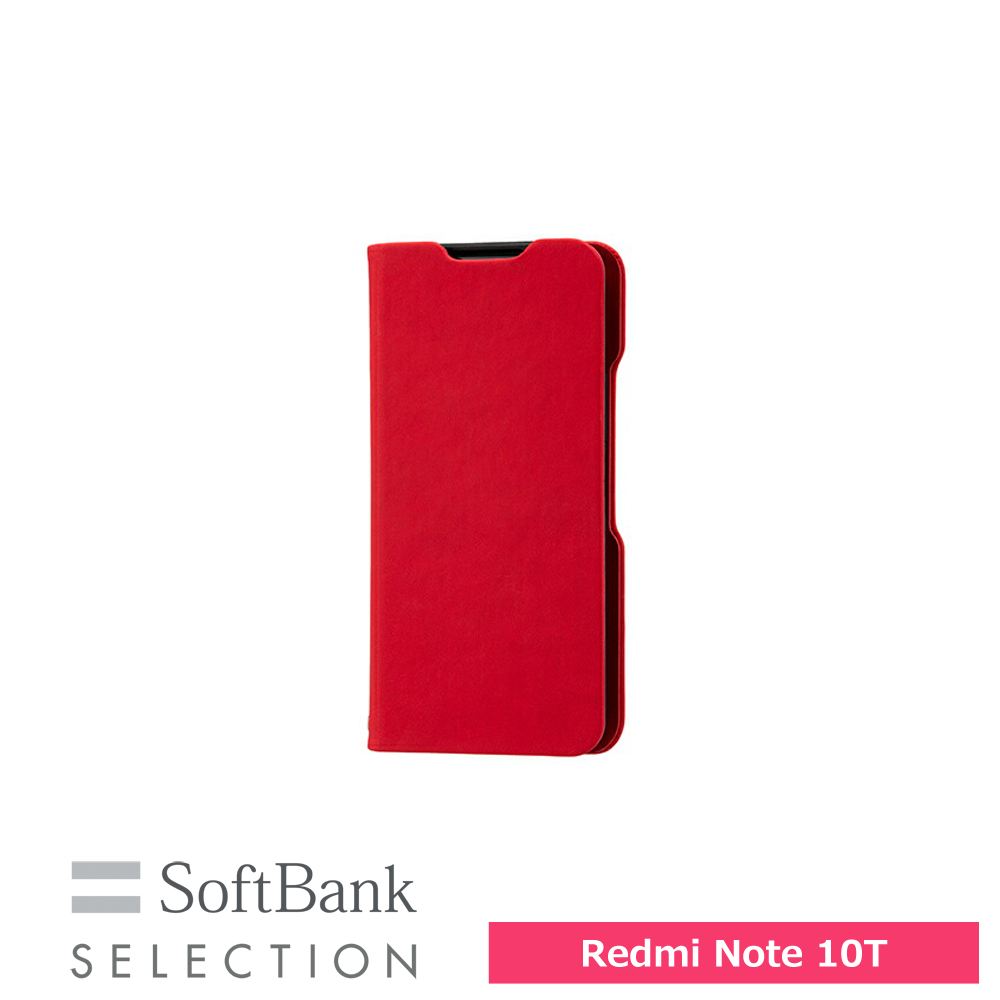 SoftBank SELECTION 耐衝撃 抗ウイルス 抗菌 Stand Flip for Redmi Note 10T レッド SB-A032-SDFB/RD 手帳型 スタンド機能付き