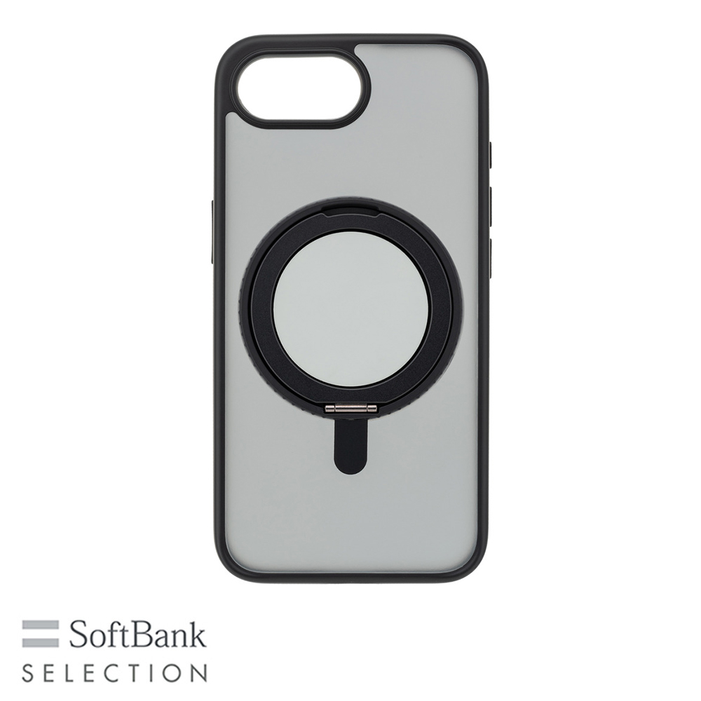 SoftBank SELECTION マグネティックスタンドケース iPhone 17e 16e MagSafe対応 リングスタンド クリアブラック SB-I022-HYSD/CB/2