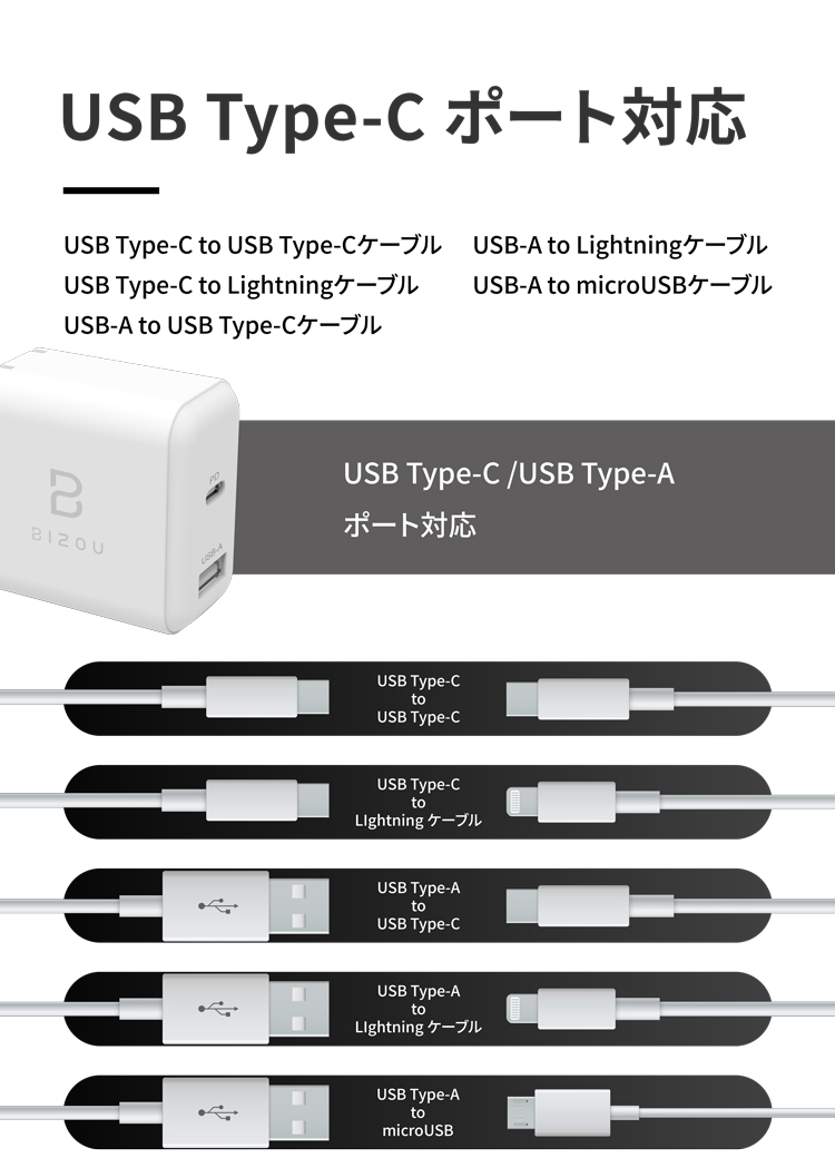 BIZOU 2ポート PD20W+12W BASIC 急速充電 折り畳み式プラグ 1年保証 最大32W BZ-AC03 送料無料 |  SoftBank公式 iPhone/スマートフォンアクセサリーオンラインショップ