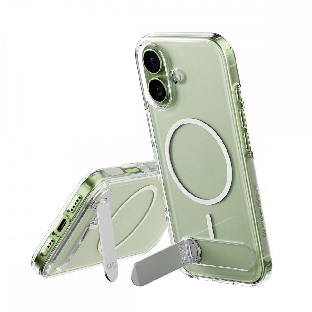 【予約商品】CARE by PanzerGlass Feature Case Transparent iPhone 17 ケース w. Color Kickstand & MagSafe