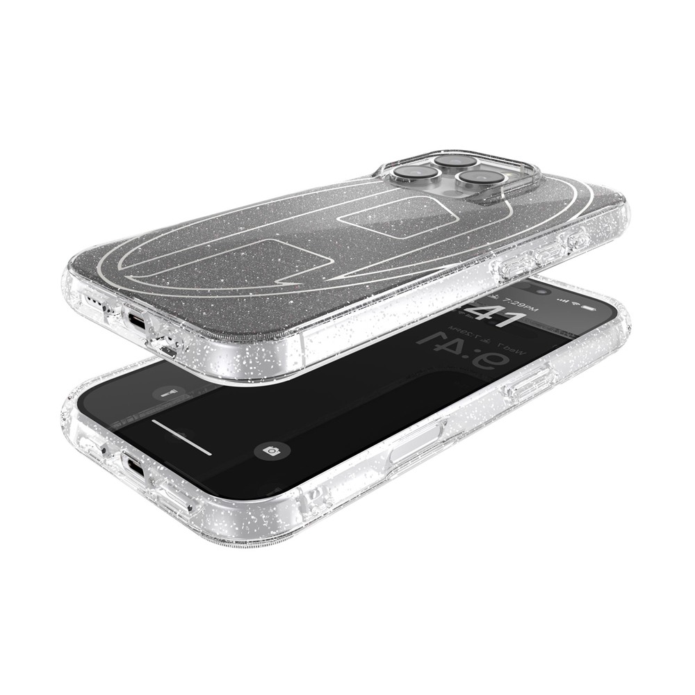 【마 】diesel オーバルD iPhone16pro ハードケース iPhone 16 Pro Maxケース Oval D Mirror Clear クリア/シルバー