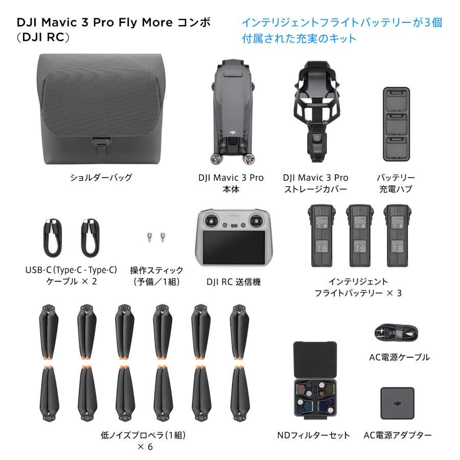 ドローン DJI Mavic 3 Pro Fly More Combo (DJI RC) コンボ Hasselbladカメラ デュアル望遠カメラ  フラッグシップ級の3眼カメラ プロ向け動画スペック