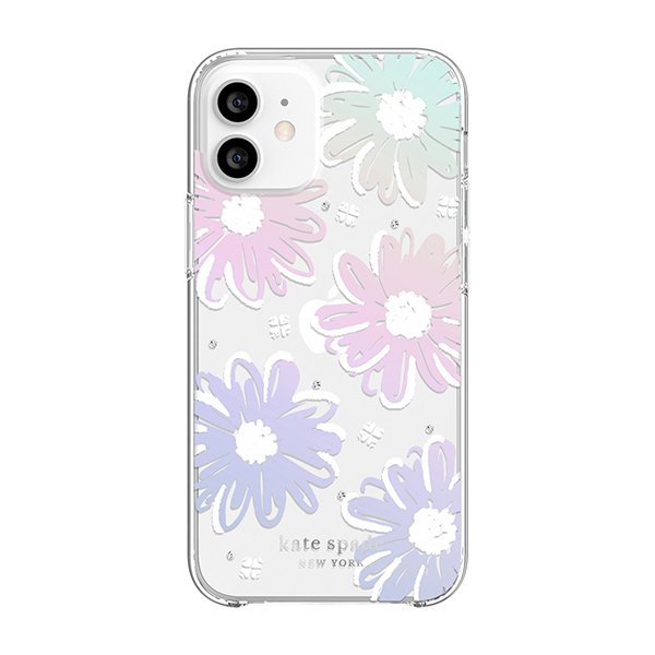 【SALE】kate spade ケイトスペード iPhone12mini Daisy Iridescent Foil White ケース 透明 クリア 花  ブランド おしゃれ 可愛い ホワイト