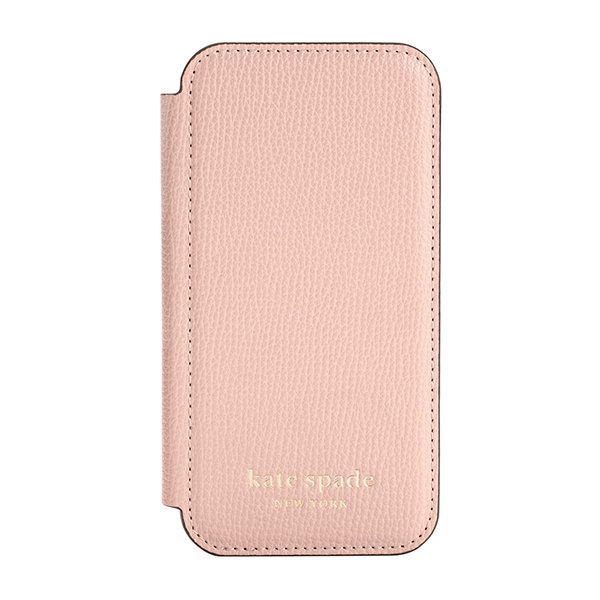 【アウトレット】kate spade ケイトスペード iPhone12mini Crumbs Pale Vellum PC  Gold Logo ケース 手帳型 ブランド おしゃれ 可愛い ピンク 送料無料